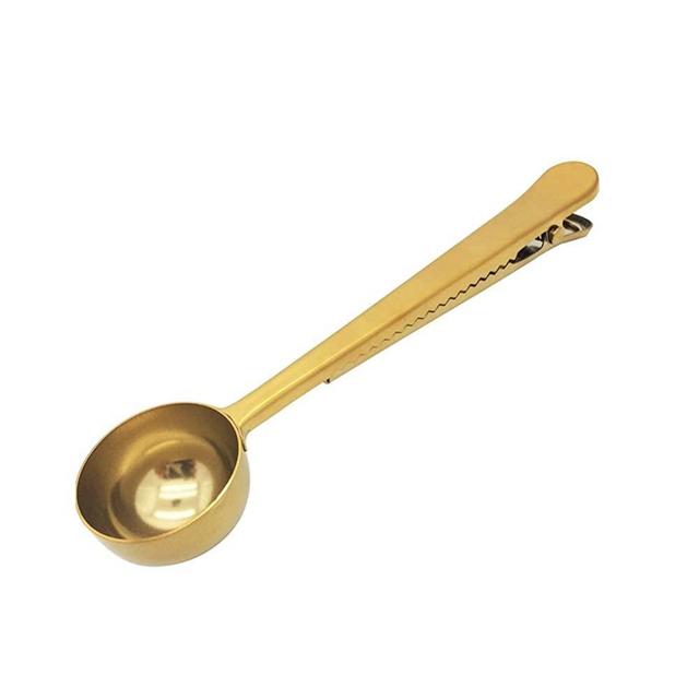 Coffee Scoop Clip, 2-in-1 Stainless Steel Espresso Tea Coffee Measuring Scoop with Long Handle for Tearoom Coffee Room Bar