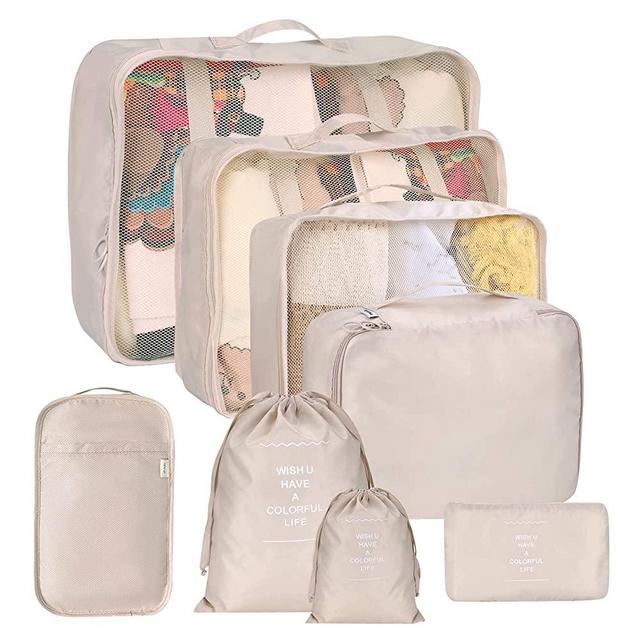 8 Set Packing Cubes for Suitcases, kingdalux Travel Luggage Packing Organizers with Laundry Bag, Compression Storage Shoe Bag, Clothing Underwear Bag, for Man & Women