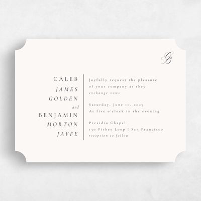 Beige Ticket Wedding Invitation - Twila Landscape