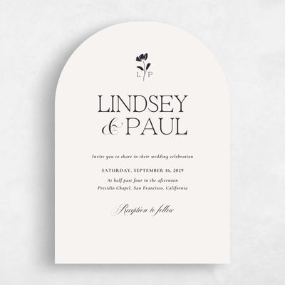 Beige Arch Wedding Invitation - Kendall Portrait