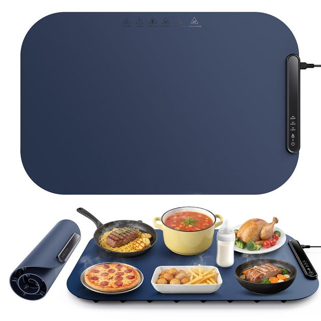 Food Warming Mat Food Warmer Chafing Dishes Roll Up Silicone Food Warmers 3 Heat Settings Easy Clean&Storage Large Warming Tray Portable Food Warm pad For Home Buffets Party Thanksgiving