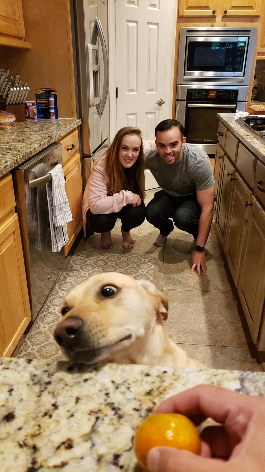 Had to get a picture in here with our sausage dog, Buddy.