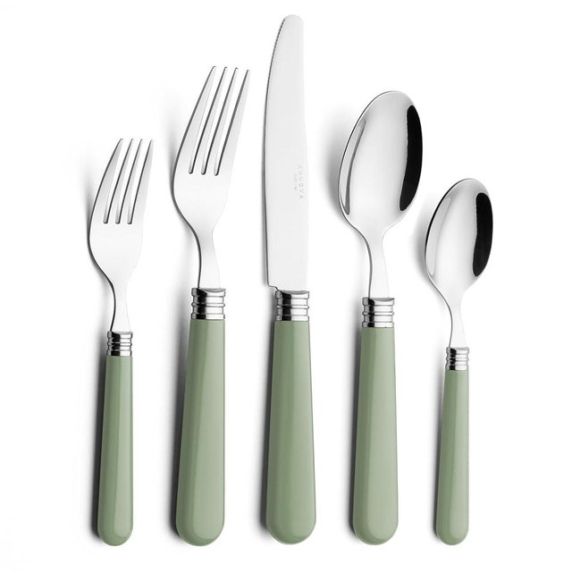 ANNOVA Silverware Set 20 Pieces Cutlery Stainless Steel Colorful Fun Handle Flatware Service for 4 - Dinner Knife, Dinner Fork, Salad fork, Dinner Spoon, Dessert Spoon (Sage Green, 20 Pieces)