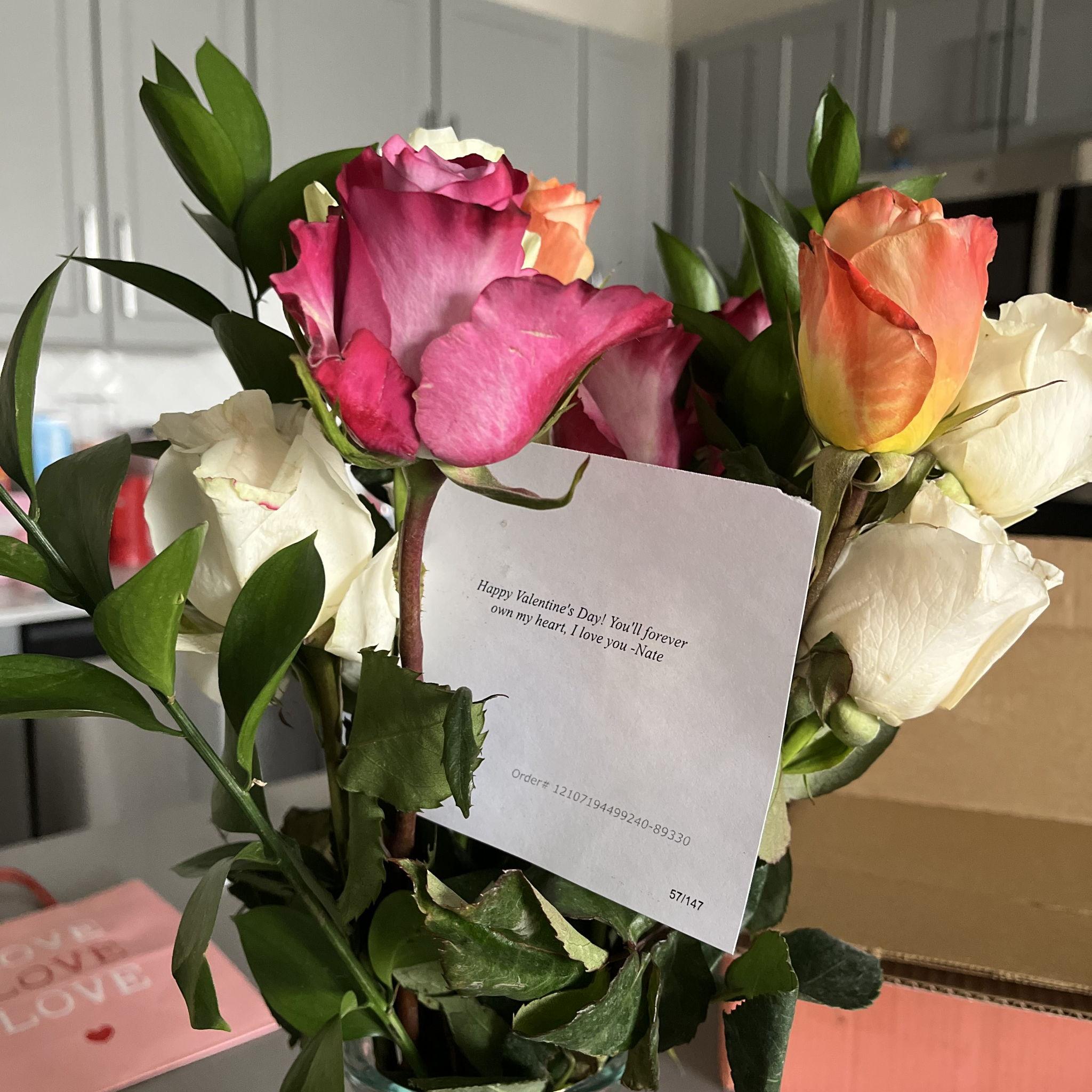 2/14/23: Even with the distance, Nate always got Jackie her Valentine's Day flowers!