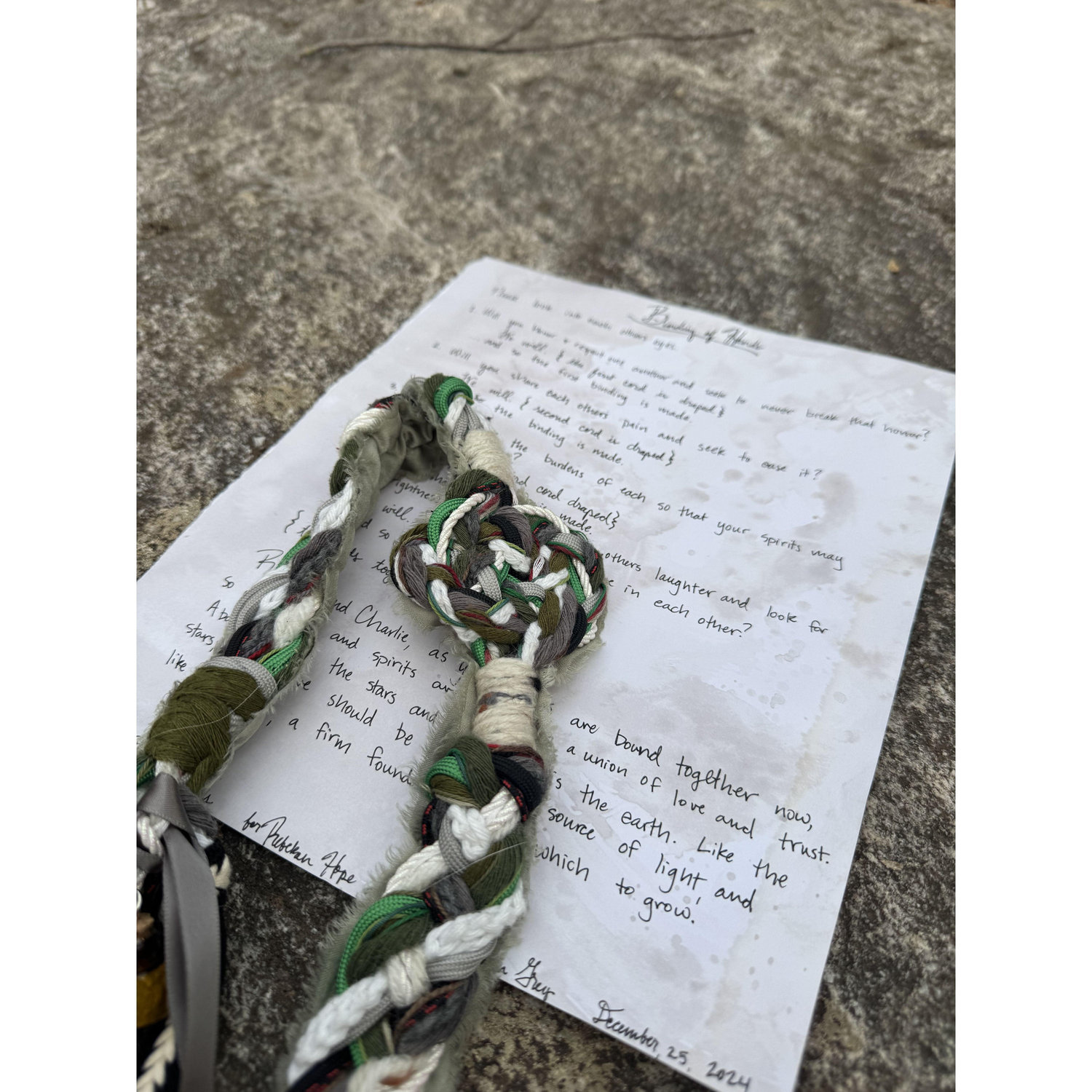 Our handfasting cord and handfasting vows