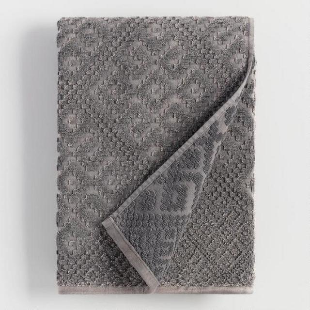 Charcoal Gray Geo Nova Bath Towel