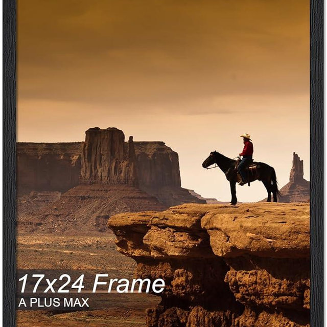 A PLUS MAX 17x24 Picture Frame, Black Engineered Wood Frame for 17 x 24 Inch Picture Poster Photo, Light Weight 17 by 24 Frame with Wood-grain for Wall - 1 Pack/Black/17 x24