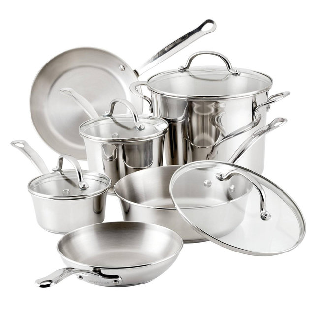Farberware 10pc Millennium Stainless Steel Pot and Pan Cookware Set Silver