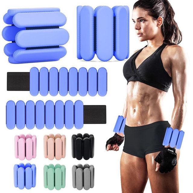 YOVKOK Adjustable Ankle Weights for Women Men,Wrist Weights set for Walking Running,1 Pair (1Lbs Each) Silicone Workout Weights for gym fitness, Jogging,yoga,pilates,strength training,physical therapy