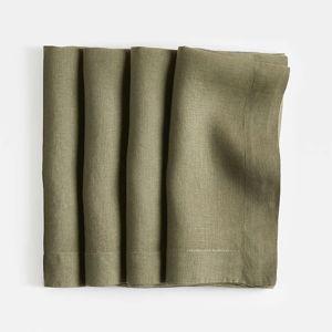 Marin Desert Green EUROPEAN FLAX ™-Certified Linen Napkin, Set of 4 | Crate & Barrel