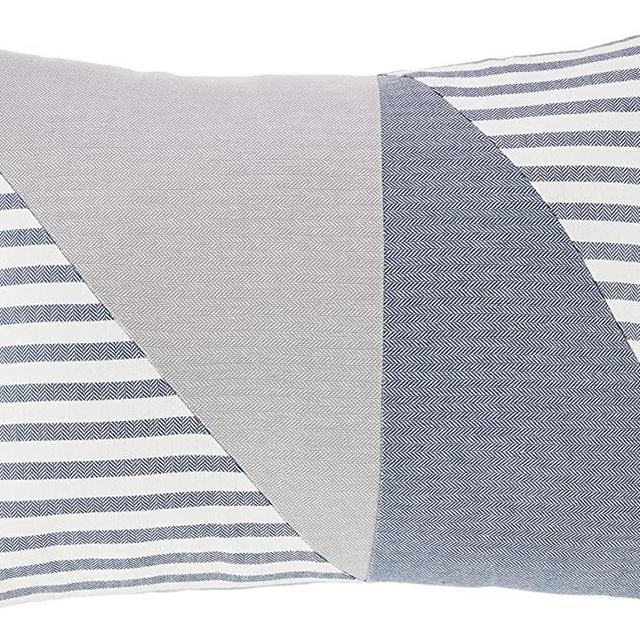 Nautica Home | Fairwater Collection | 100% Cotton Mediterranean Inspired Design Decorative Throw Pillow, Hidden Zipper Closure, Easy Care Machine Washable, 1 Count (Pack of 1), Blue