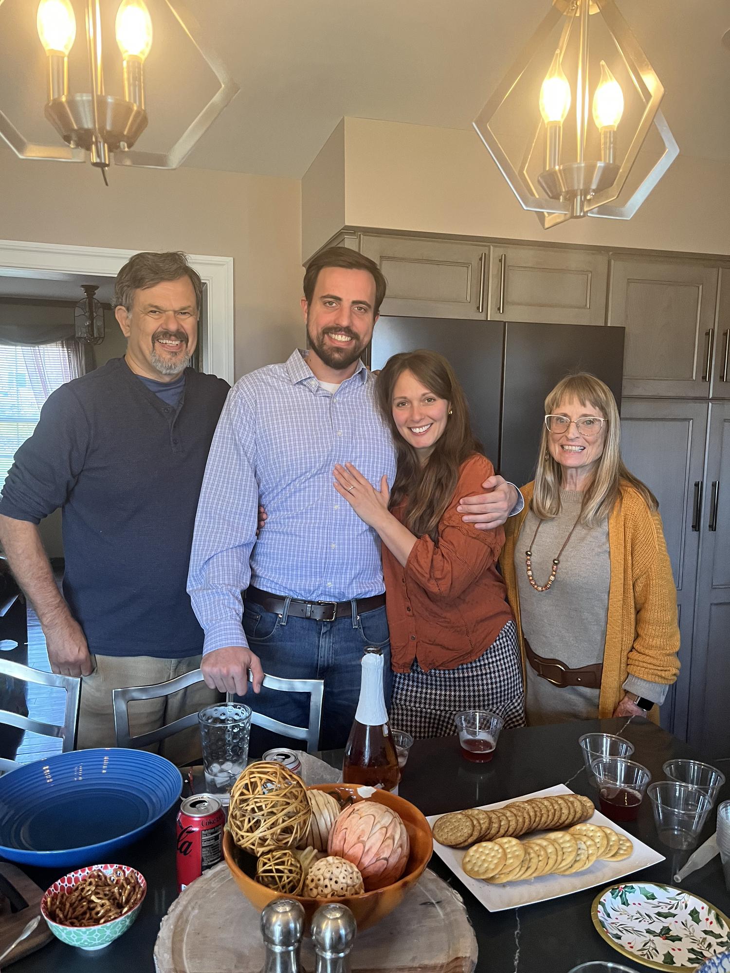 With our family at Thanksgiving announcing our engagement