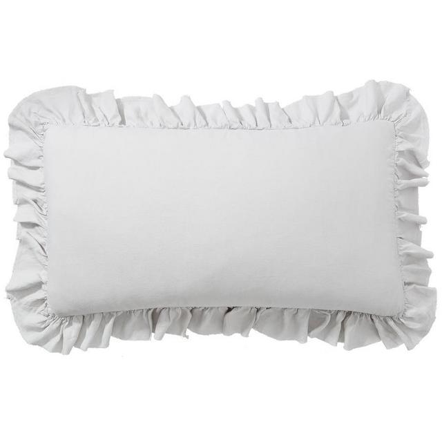 Soft Gray Belgian Flax Linen Fringe Ruffle Sham, King