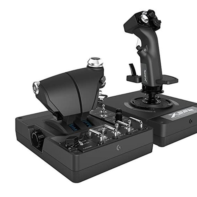 Logitech G X56 H.O.T.A.S Throttle and Joystick Flight Simulator Game Controller, 4 Spring Options, +189 Programmable Controls, RGB Lighting, 2x USB, PC - Black