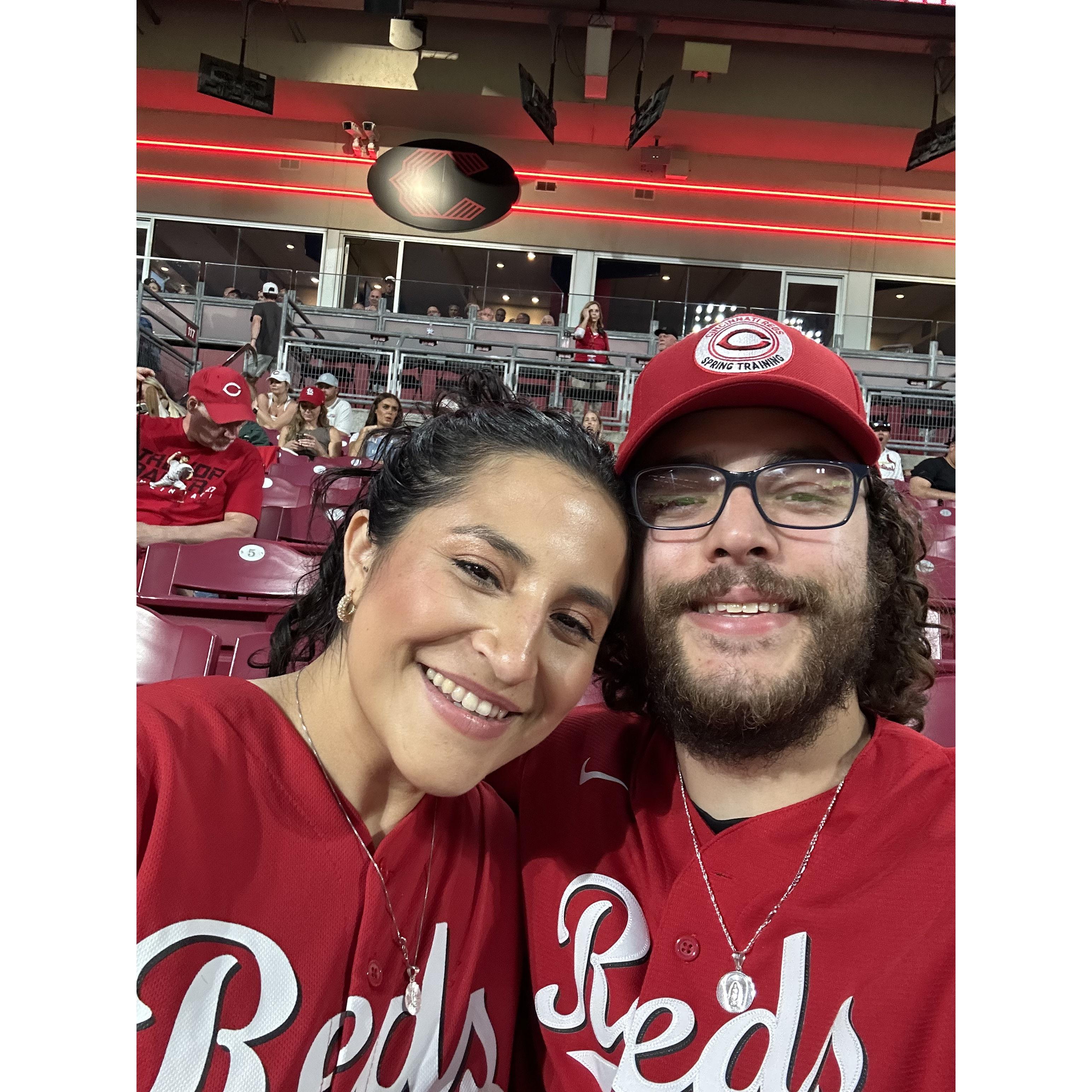 Carter's two favorite things: Brenda and the Reds!