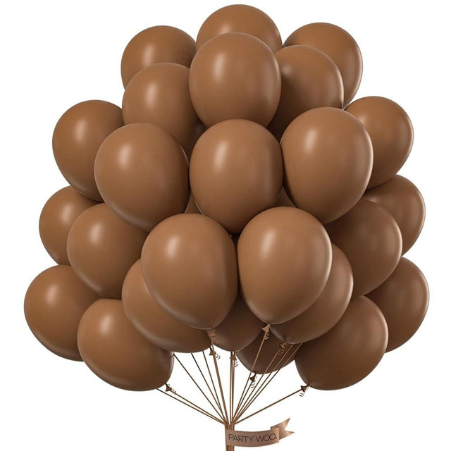 PartyWoo Brown Balloons 50 pcs 12 Inch Latex Helium Neutral Balloons for Baby Shower Birthday Graduation Woodland Safari Theme Jungle Cowgirl Farm Bear Camping Hunting Party Decorations Brown-F09