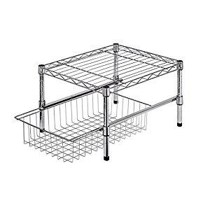Honey-Can-Do SHF-01867 Adjustable Shelf with Under Cabinet Organizer, Chrome