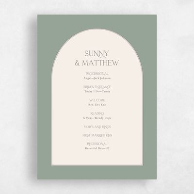 Sage Green Wedding Program - Tramonti