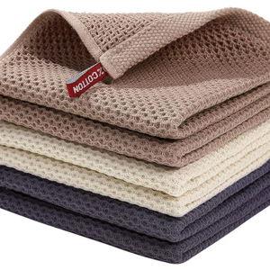 Homaxy 100% Cotton Waffle Weave Kitchen Dish Cloths, Ultra Soft Absorbent Quick Drying Dish Towels, 12 x 12 Inches, 6-Pack, Mixed Color