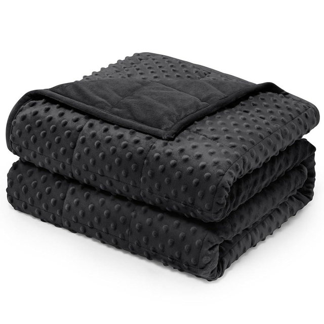Wemore Minky Dot Weighted Blanket for Adults King Size 15 lbs, Soft Cozy Heavy Blanket for Bed and Couch, Breathable Blanket for All-Season with Glass Beads, Black 80 x 87 inches