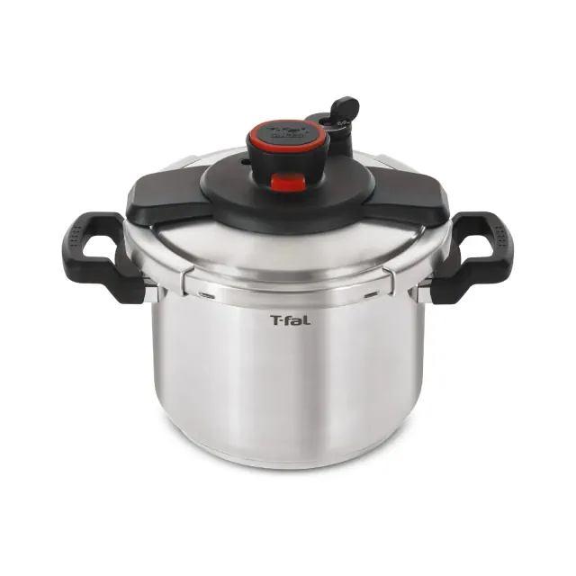 T-fal 8qt Pressure Cooker, Clipso Stainless Steel Cookware: Ergonomic Stay-Cool Handle, Dishwasher-Safe, Includes Steamer Basket