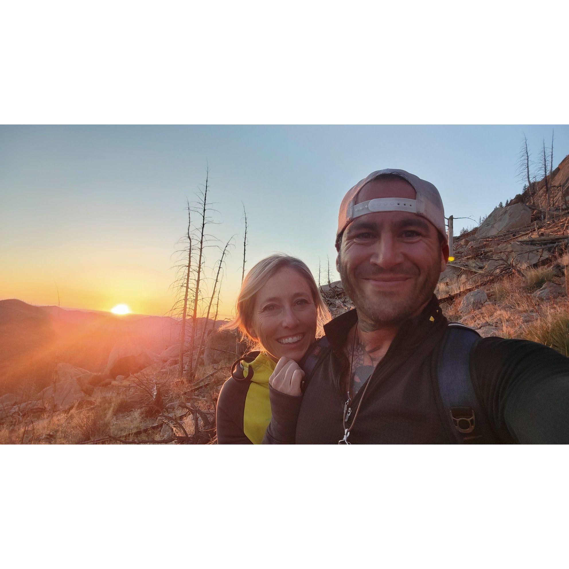 Kyle took me on a sunrise hike to Grey Rock.  Although I thought it was "windy" we hiked in the dark all the way to the top.  The views were epic and we couldn't help but say "I love you"