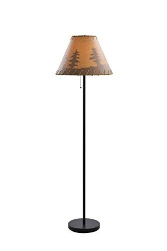 Catalina Lighting 58" Lodge Floor Lamp with Printed Pattern on Oil Paper Shade, Rope Stitched Trim and Pull Chain Switch, 19910-000