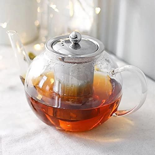 Ribbon Tea Kettle Infuser Stovetop ,1200 ml 40 OZ Glass Teapot with Removable Stainless Steel Strainer, Microwave & Dishwasher Safe, Tea Maker