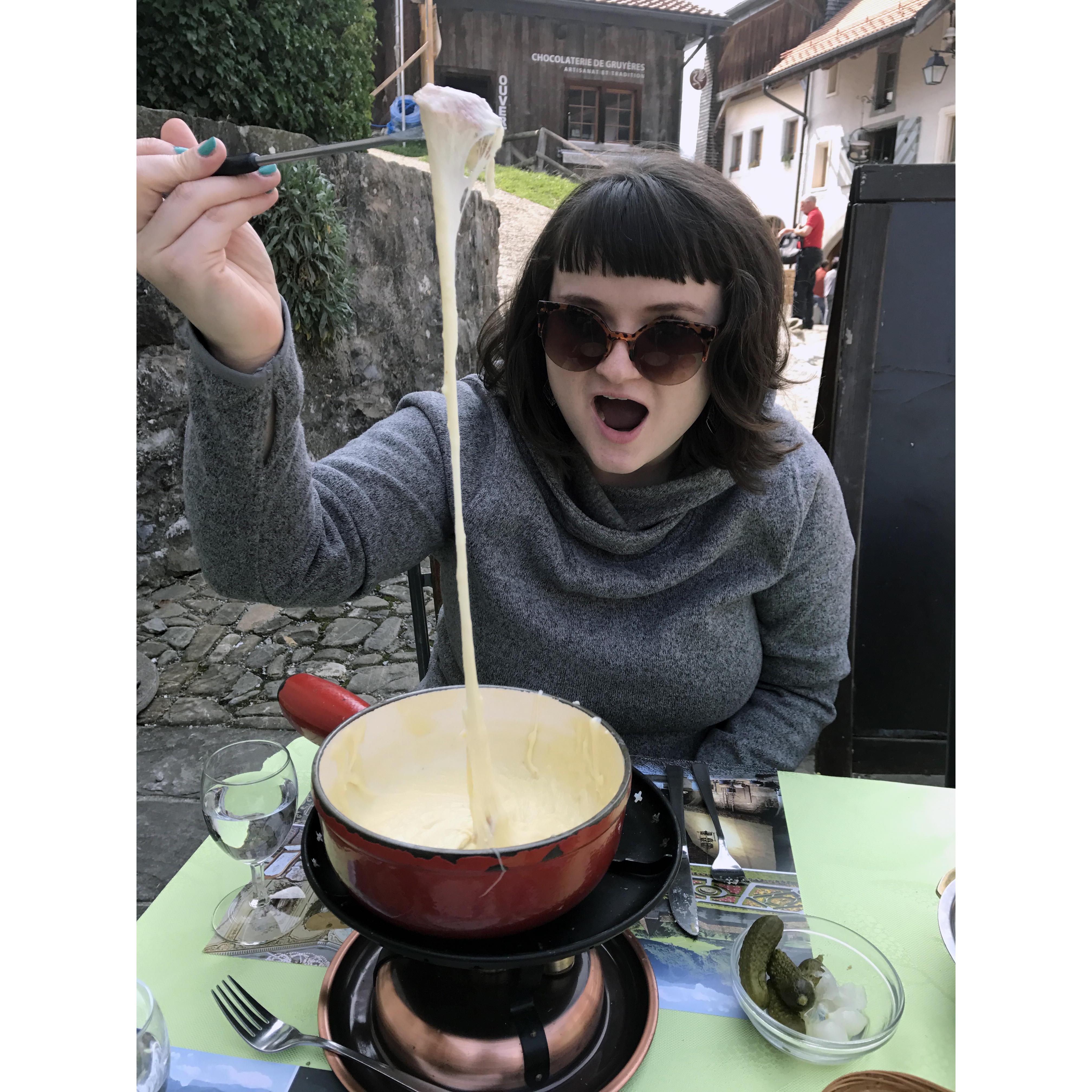 Our first shared fondue experience... in Switzerland!