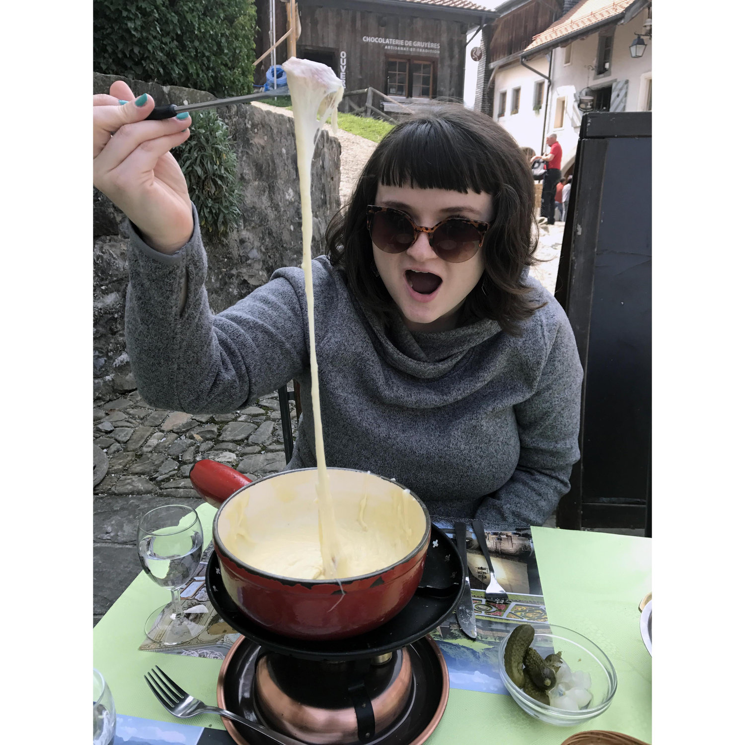 Our first shared fondue experience... in Switzerland!