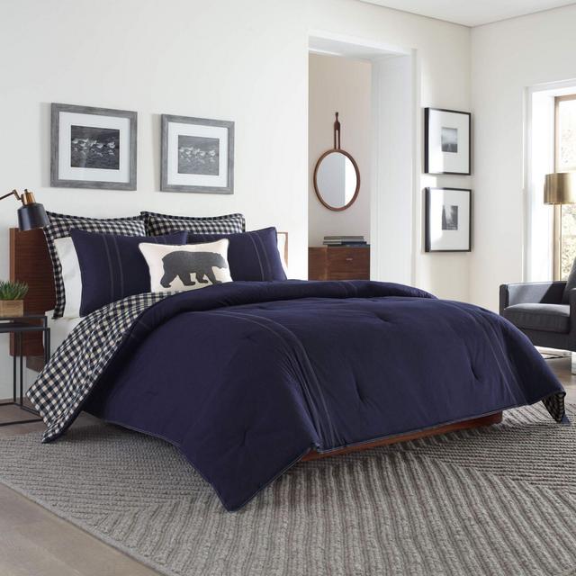 Eddie Bauer® Kingston Reversible Full/Queen Duvet Set in Navy