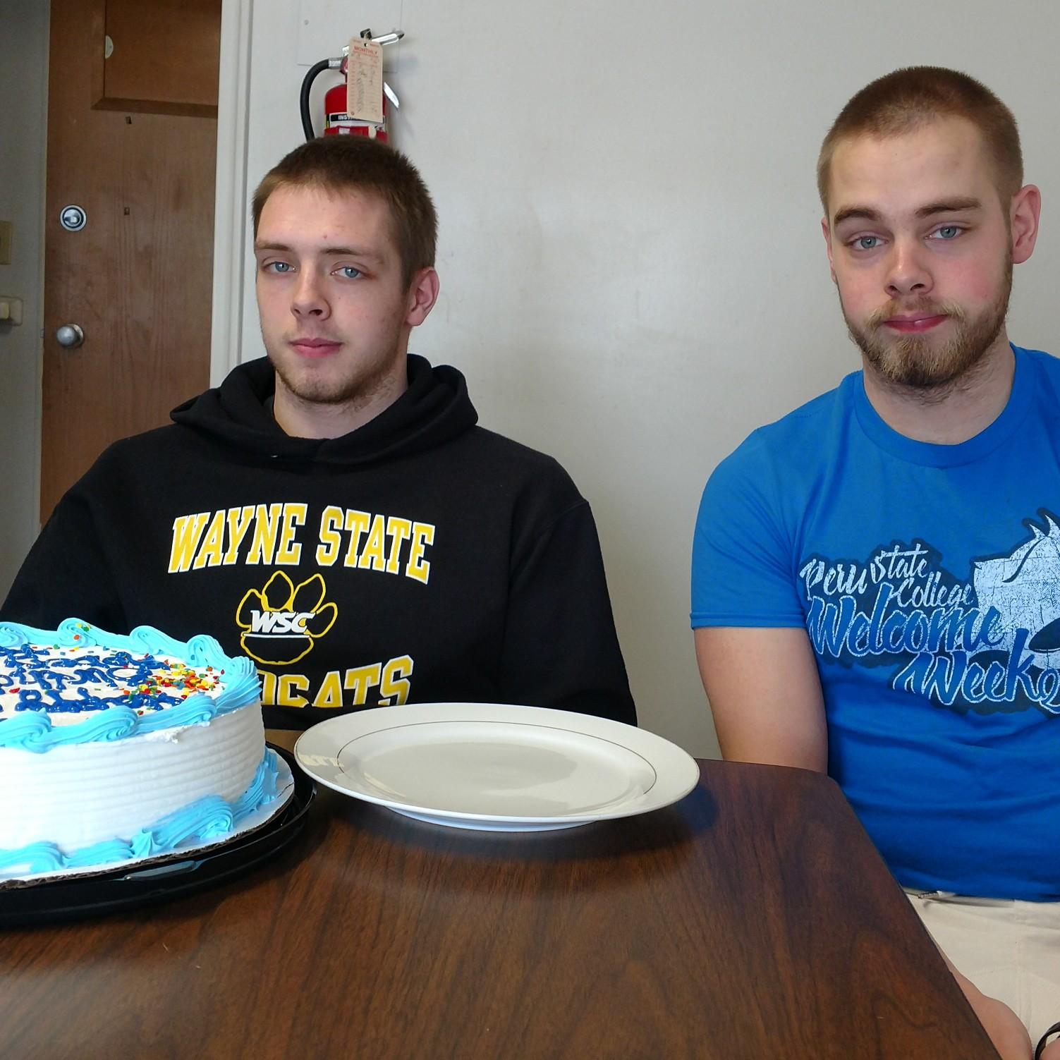 Robert and Aaron after Cheyenne and Kim had surprised them for their birthday.