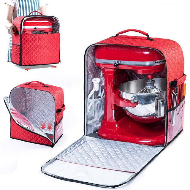 BAGSPRITE Stand Mixer Cover with Appliance Sliders Base Compatible with KitchenAid Mixer-Storage Bag for 6/7/8 Quart with Pockets for Kitchen Aid Accessories and Attachments