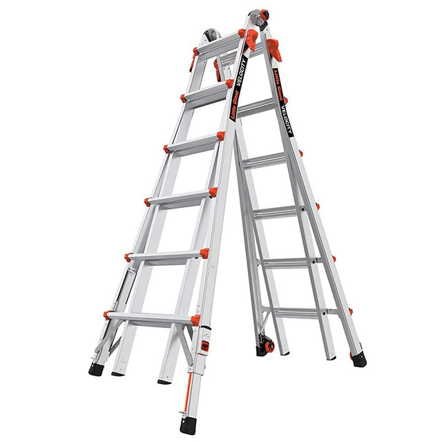 Little Giant Ladders, Velocity with Ratchet Levelers, M26, 26 ft, Multi-Position Ladder, Aluminum, Type 1A, 300 lbs Weight Rating, (15426-801)