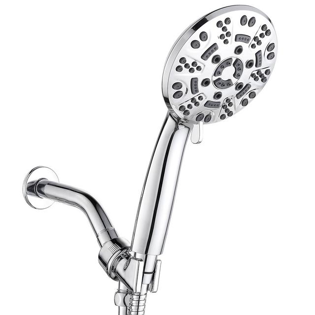 Cobbe Chrome High Pressure 8 Functions Shower Head with handheld, Powerful Detachable Shower Head Set for Low Water Pressure, 59" Stainless Steel Hose
