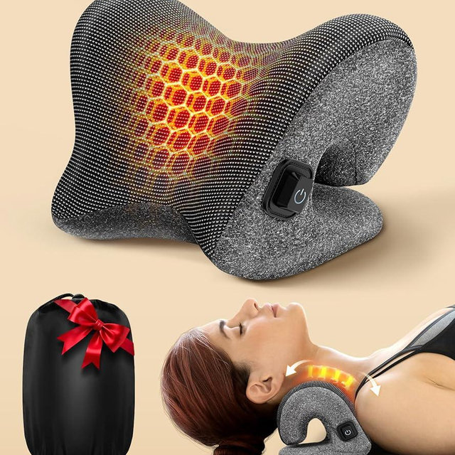 5X Pain Relief Neck Massager with Heat, Graphene-Infused Instant Heating Neck Stretcher for TMJ Migraine, Smart Control Cervical Traction Device Pillow for Heat Therapy, Christmas Gifts for Women Men