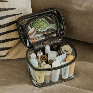 Clear Train Case with Top Compartment