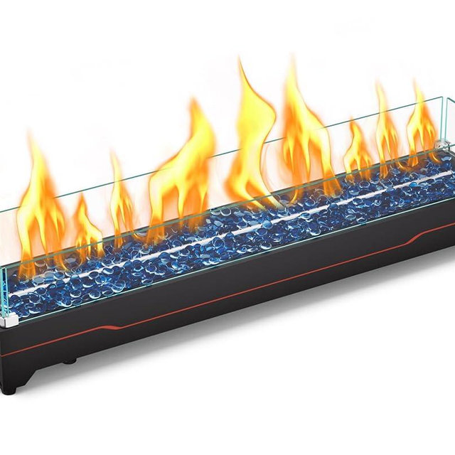 GRISUN Tabletop Fire Pit,36 Inch Propane Fire Pit Table,50000 BTU Table Top Firepit with Glass Wind Guard,Stainless Steel Burner,Fire Glass,Portable Propane fire Pit for Patio, Camping, Backyard & RV