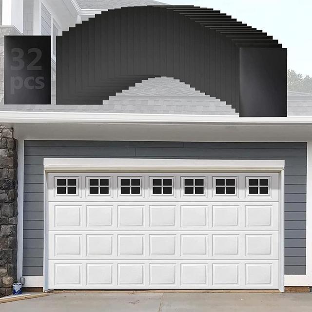 Eapele Magnetic Garage Door Windows Hardware Faux Windows Decoration Kit for Two Car Metallic Garage (32pcs)