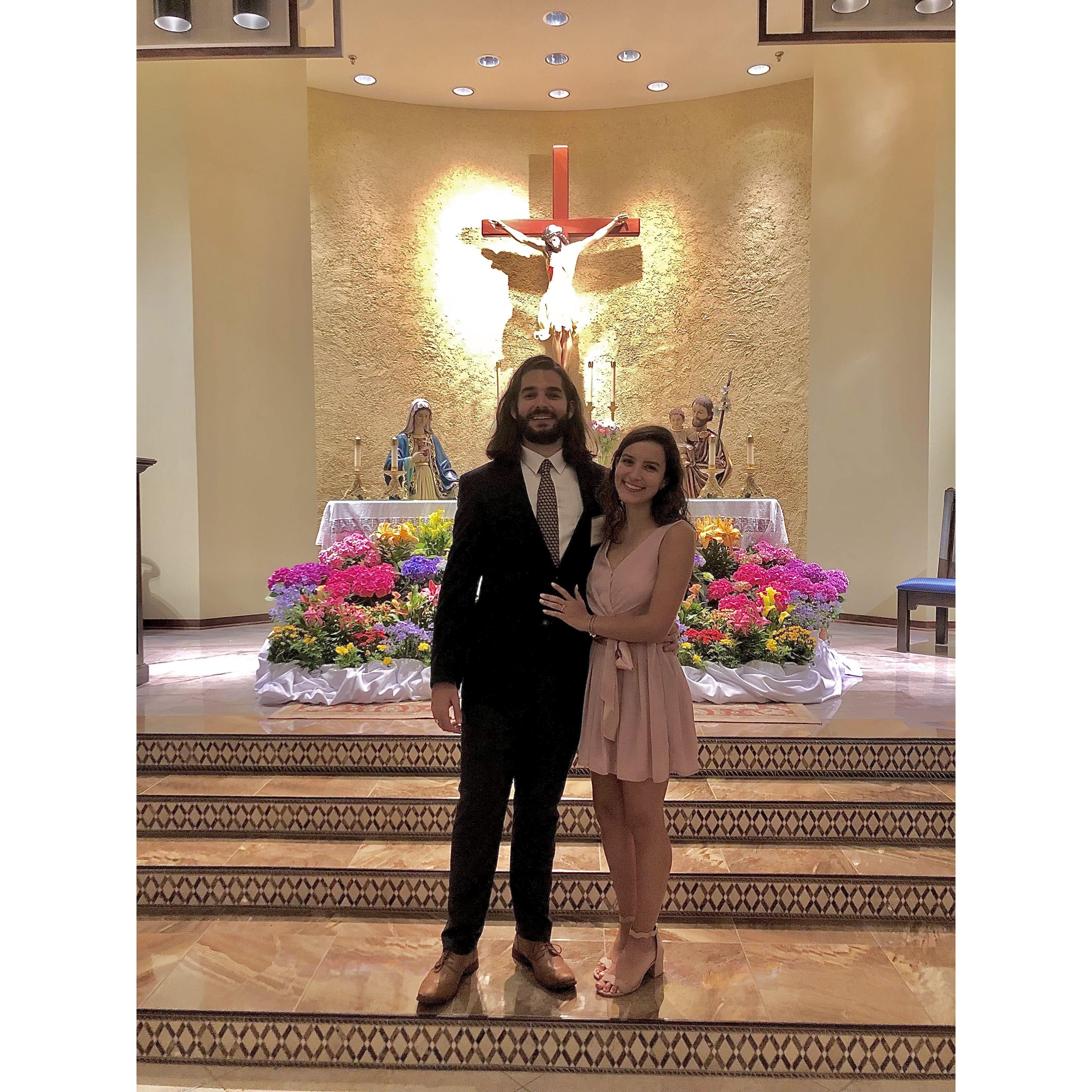 Us the night after Matthew's Confirmation, also after our engagement