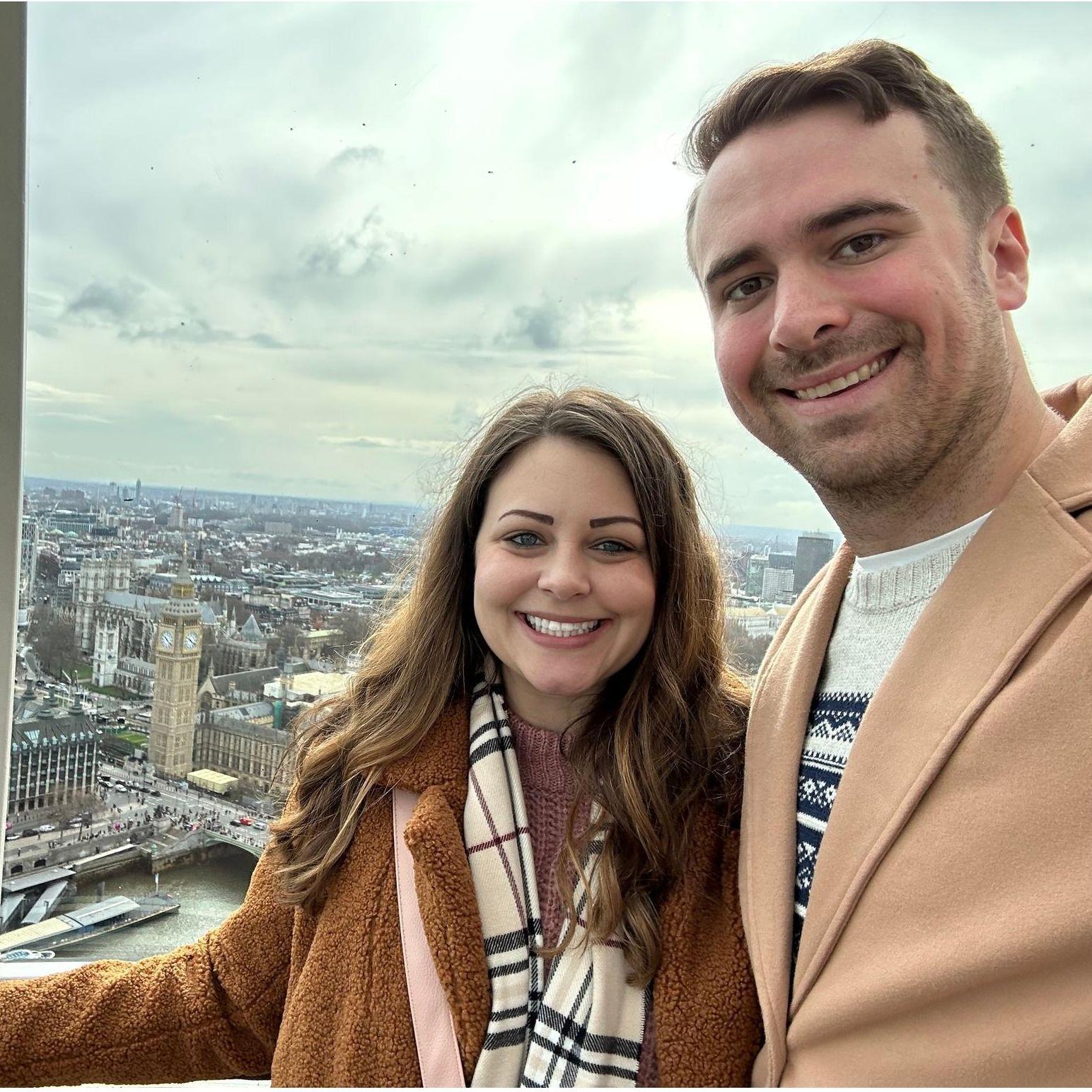 Enjoying the view of London, England from the London Eye