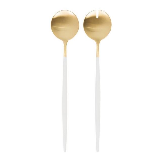 Goa White & Matte Gold Salad Servers