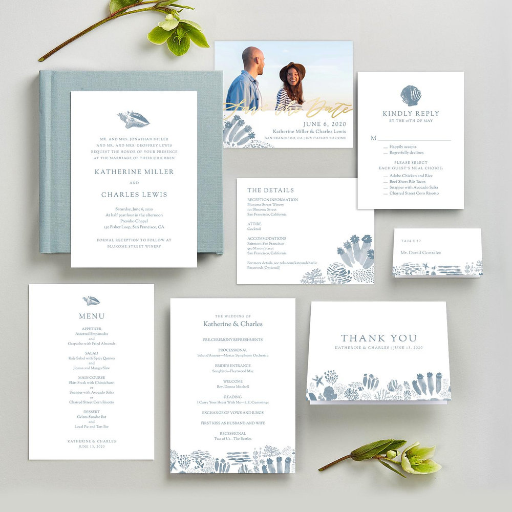 Wrightsville Portrait | Blue | Zola Wedding Invitations