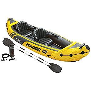 Intex Explorer K2 Kayak - 2-Person Inflatable Kayak Set with Aluminum Oars and High Output Air Pump - 10.25ft
