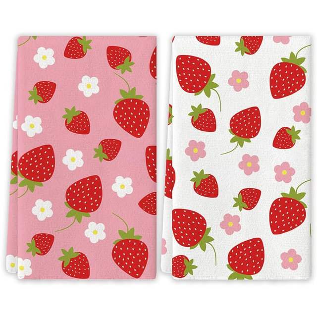 Summer Strawberry Party Decorations Strawberry Kitchen Towels Strawberry Shortcake Party Decor Strawberry First Birthday Decorations Summer Dish Towels Spring Summer Decorations for Home Party, White