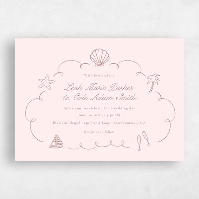 Lightest Blush, Pink Wedding Invitation - Boracay Landscape