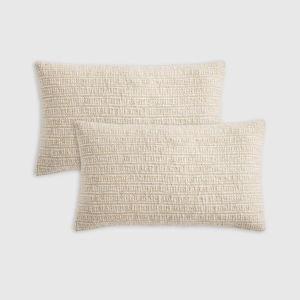 Wool Linen Textured Pillow Cover (SET OF 2) in Ivory, 12x20