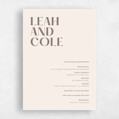Linen, Beige Wedding Program - Brevard