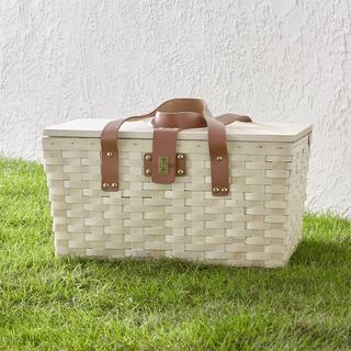 Outfitted Wooden Picnic Basket