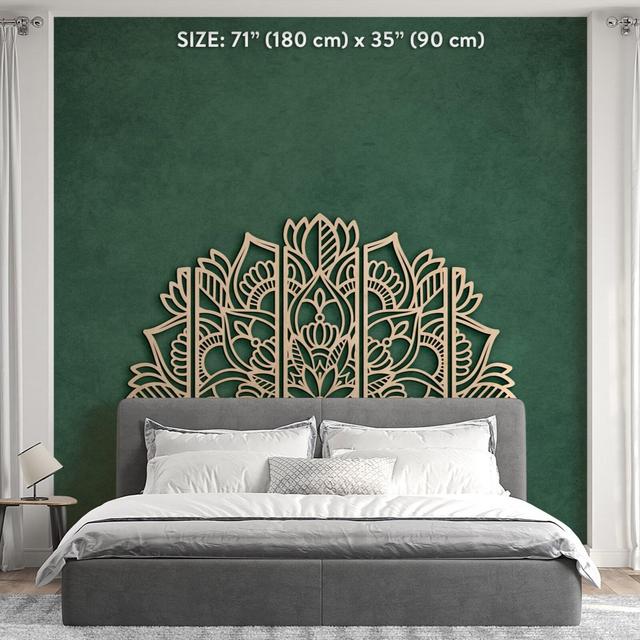 Mandala wood wall art, Carved wood panel, Mandala wall hanging, King headboard panel, Above bed decor boho, Lotus Mandala decor